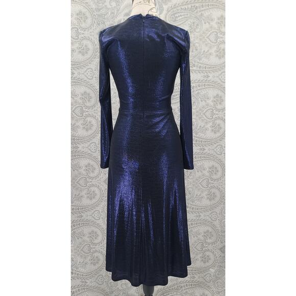 Dress The Population Daria Dress Formal cocktail party Shiny Blue XS Plunge neck - Picture 2 of 14